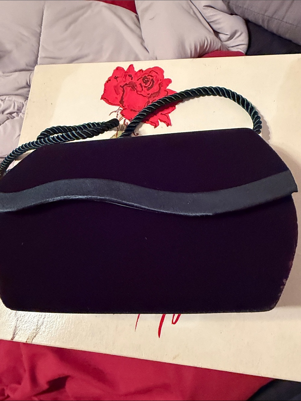 Lord & Taylor Black Evening Clutch with Rope Strap
